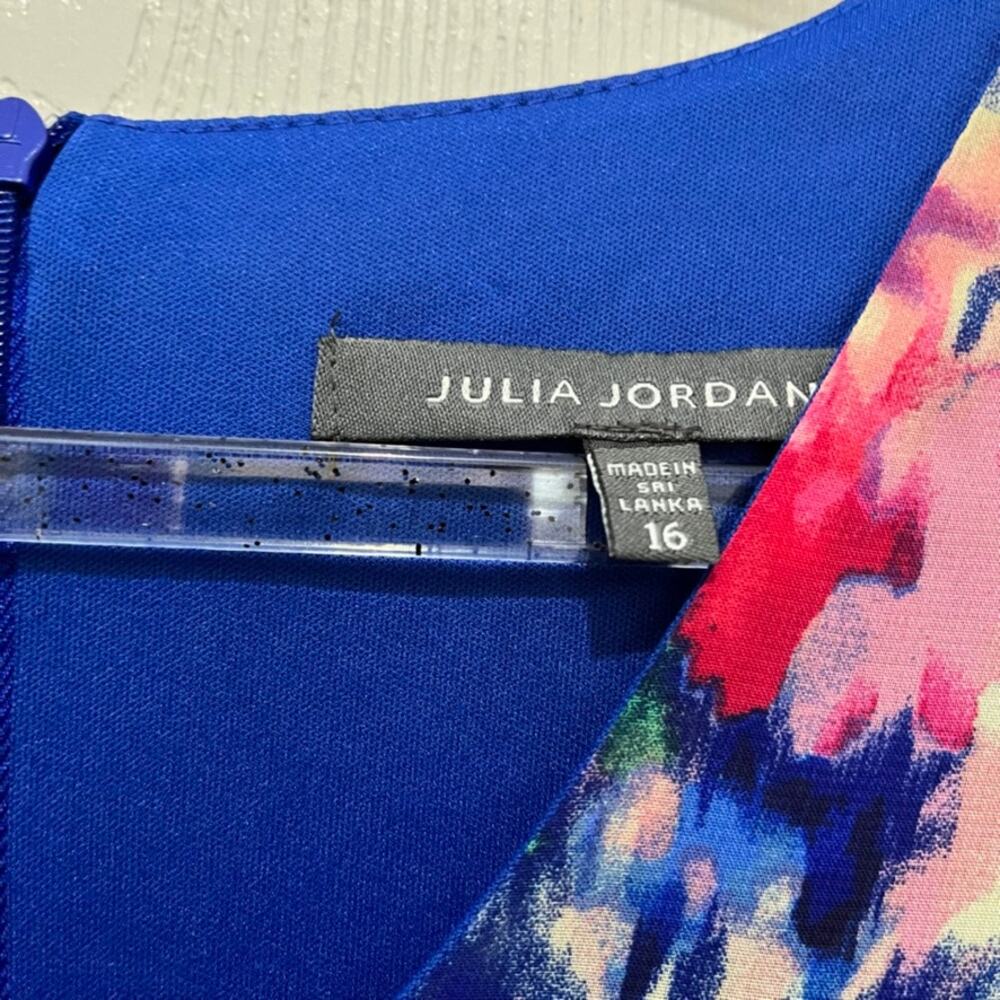 Julia Jordan Dress Floral Chiffon Women Size 16 New NWT Blue Pink V-Neck Flirty - Picture 5 of 16